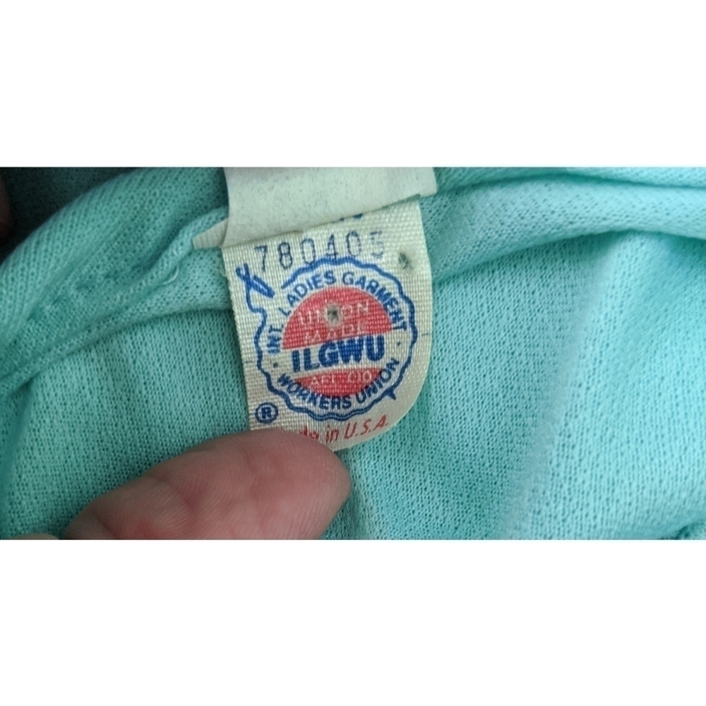 Vintage Union Label 70's/80's Aqua Pleated Dress - Picture 3 of 9